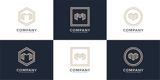 Conjunto de plantilla de diseño de logotipo de monograma de letra m