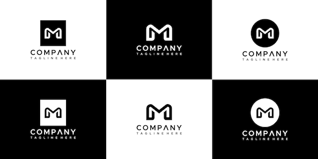 Conjunto de plantilla de diseño de logotipo monograma letra M