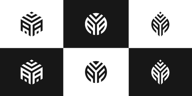 conjunto de plantilla de diseño de logotipo de vector de letra aa creativa premium