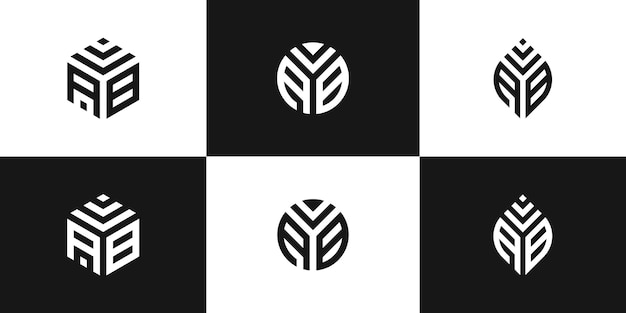 conjunto de plantilla de diseño de logotipo de vector de letra ab creativa premium