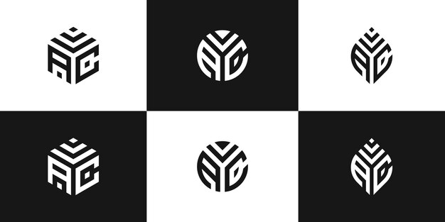 conjunto de plantilla de diseño de logotipo de vector de letra ac creativa premium