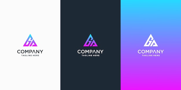 Conjunto de plantilla de diseño de logotipo de vector de letra ga creativa premium