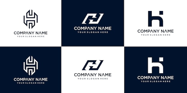 conjunto de plantilla de diseño de logotipo de vector de letra h creativa premium