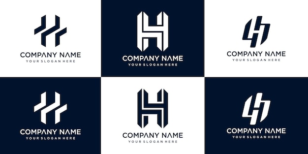 conjunto de plantilla de diseño de logotipo de vector de letra h creativa premium