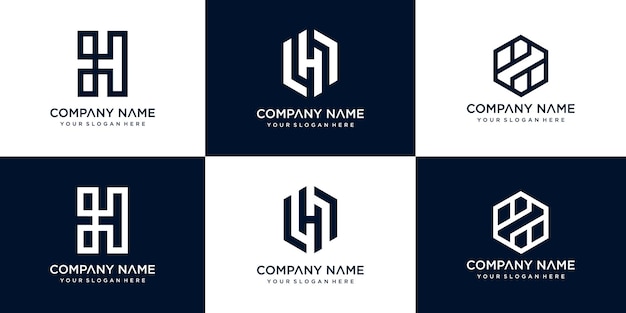 Conjunto de plantilla de diseño de logotipo de vector de letra h creativa premium