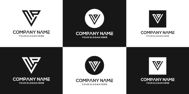 Conjunto de plantilla de diseño de logotipo vp de letra monograma abstracto creativo