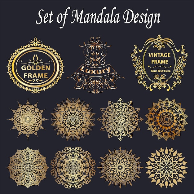 Conjunto de plantilla de diseño de mandala