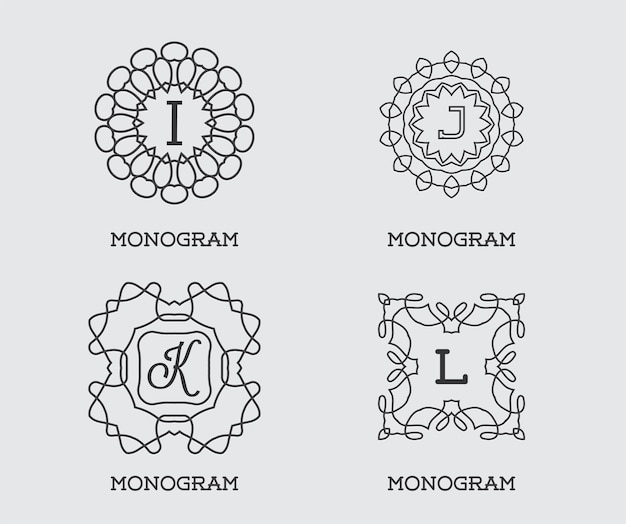 Conjunto de plantilla de diseño de monograma. Ilustración de vector de carta Calidad premium elegante. Paquete de colección.