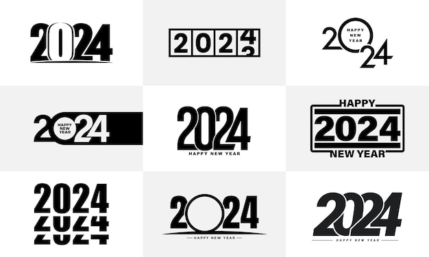 Conjunto de plantilla de diseño de números 2024