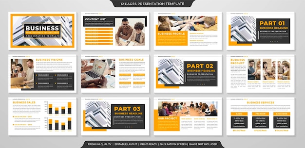 conjunto de plantilla de diseño de powerpoint empresarial estilo premium