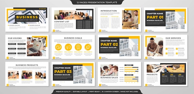 conjunto de plantilla de diseño de powerpoint estilo premium