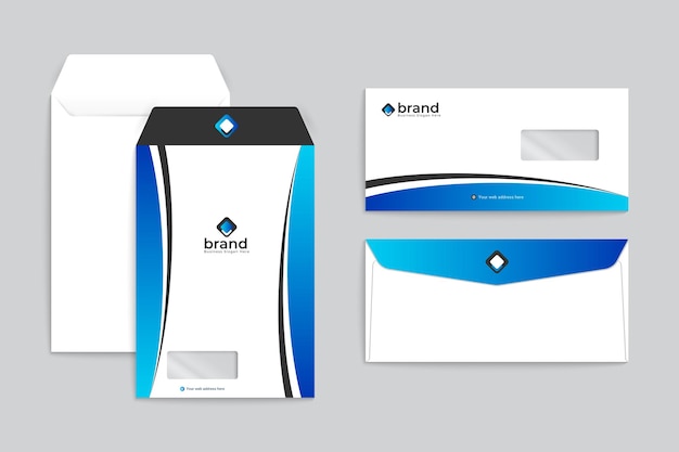 Conjunto de plantilla de diseño de sobre moderno