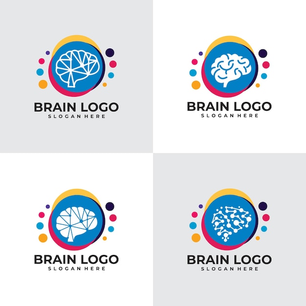 Vector conjunto de plantilla de diseño de vector de logotipo de cerebro