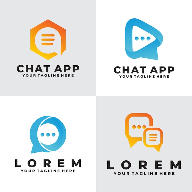 Conjunto de plantilla de diseño de vector de logotipo de chat