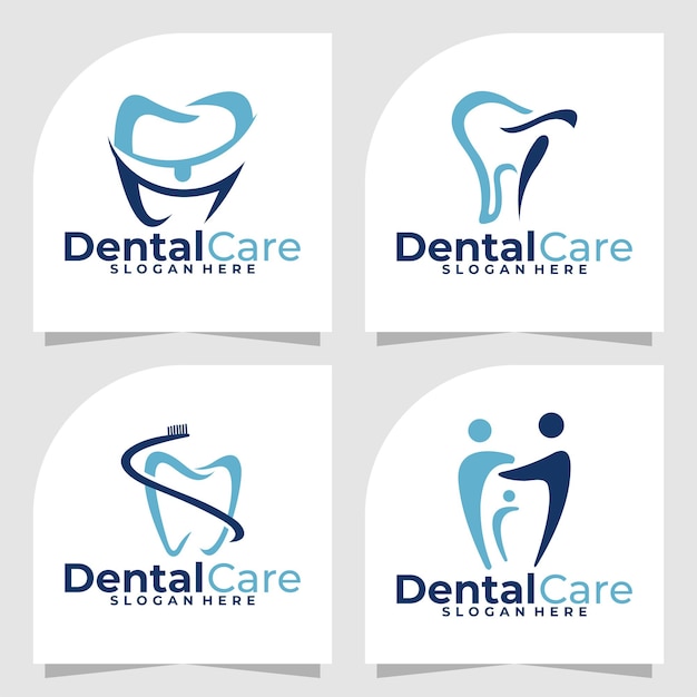 Conjunto de plantilla de diseño de vector de logotipo dental