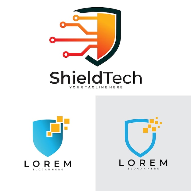 Conjunto de plantilla de diseño de vector de logotipo de escudo