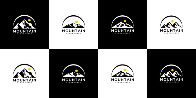 Conjunto de plantilla de diseño de vector de logotipo de montaña