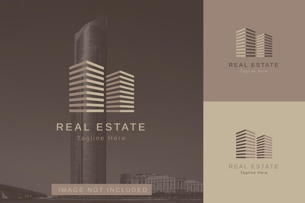 Conjunto de plantilla de diseño de vector de logotipo de propiedad inmobiliaria con estilo de color diferente