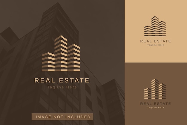 Conjunto de plantilla de diseño de vector de logotipo de propiedad inmobiliaria con estilo de color diferente