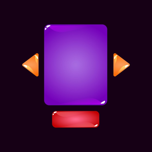 Conjunto de plantilla emergente de tablero de interfaz de usuario de juego de gelatina colorida para elementos de activos de interfaz gráfica de usuario