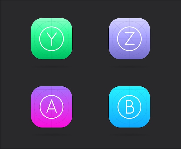 Conjunto de plantilla de icono de aplicación con directrices Vector Color fresco