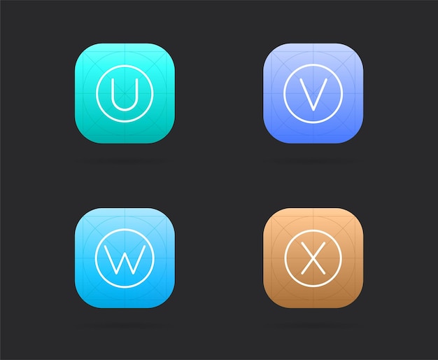 Conjunto de plantilla de icono de aplicación con directrices Vector Color fresco