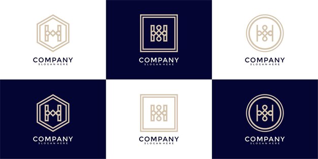 conjunto de plantilla de icono de logotipo de monograma abstracto letra h