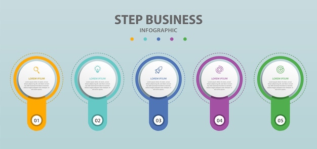 Conjunto de plantilla de infografía de círculo empresarial creativo