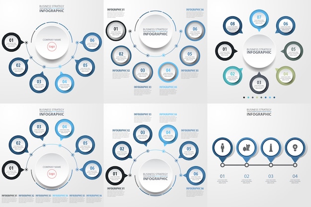 Conjunto de plantilla de infografía moderna