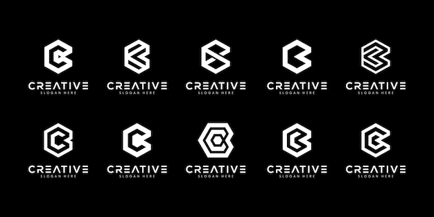 Conjunto de plantilla de logotipo abstracto letra inicial C