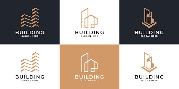 Conjunto de plantilla de logotipo de arquitectura de edificio.