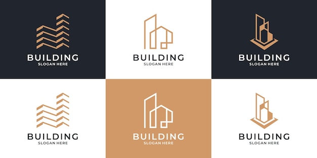 Conjunto de plantilla de logotipo de arquitectura de edificio.