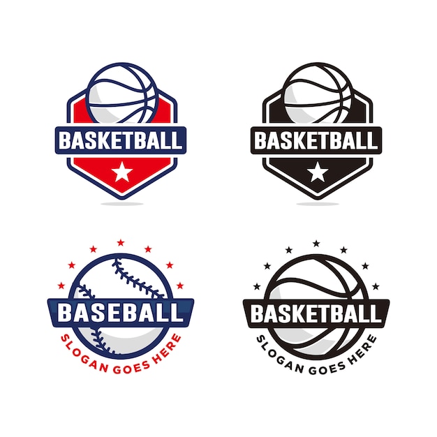 Conjunto de plantilla de logotipo de baloncesto