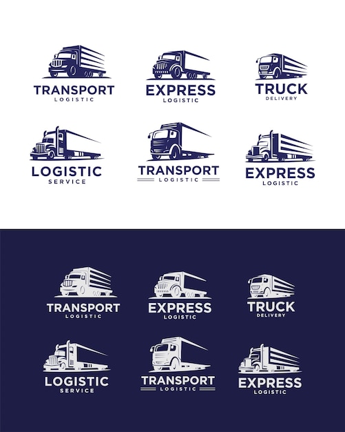 conjunto de plantilla de logotipo de camión de diseño plano