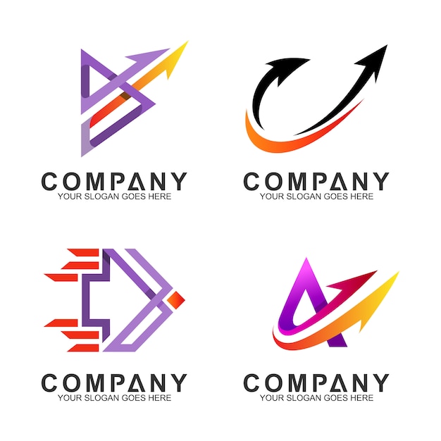 conjunto de plantilla de logotipo de empresa de flecha