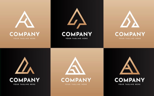 Conjunto de plantilla de logotipo de estilo de monograma de letra A de lujo