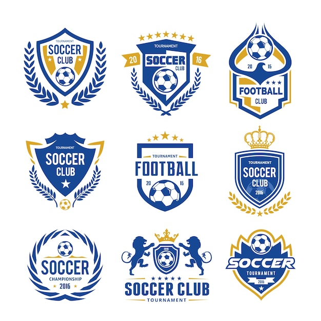 Vector conjunto de plantilla de logotipo de fútbol de fútbol