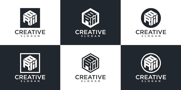 Conjunto de plantilla de logotipo de hexágono creativo