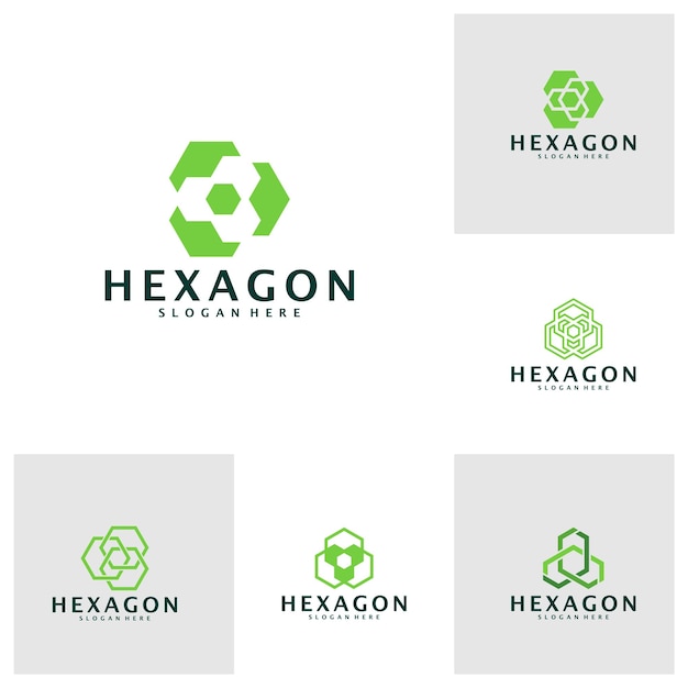 Conjunto de plantilla de logotipo de hexágono Vector de diseño de logotipo de hexágono creativo Concepto de logotipo de hexágono