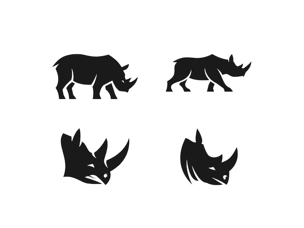 conjunto de la plantilla del logotipo del icono vectorial de la ilustración del logotipo del rinoceronte