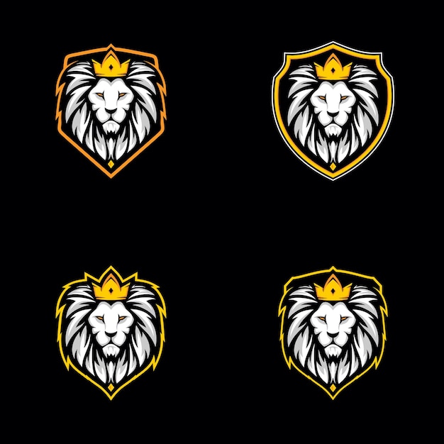 Conjunto de plantilla de logotipo de león de mascotas vectoriales