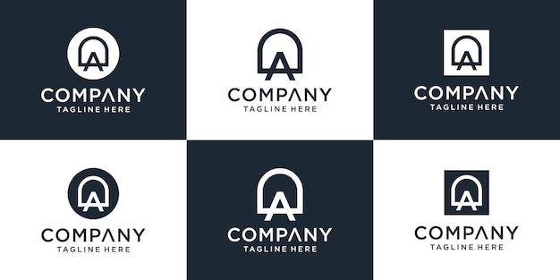 Conjunto de plantilla de logotipo de letra AD de monograma creativo