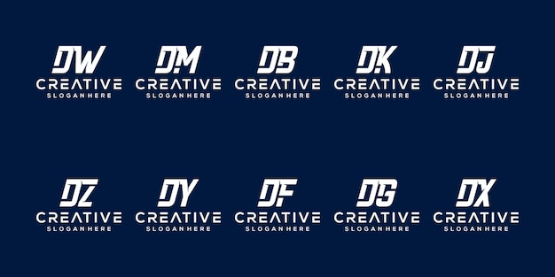 Conjunto de plantilla de logotipo de letra d inicial creativa