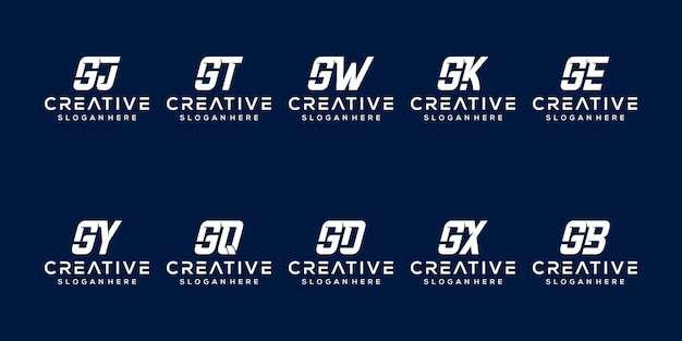 Conjunto de plantilla de logotipo de letra g inicial creativa