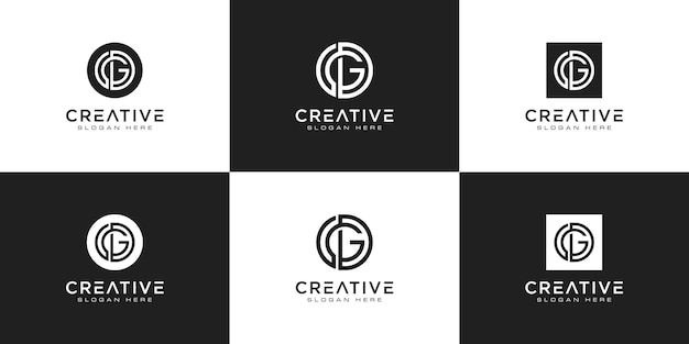 Conjunto de plantilla de logotipo de letra GD de monograma creativo. El logotipo se puede utilizar para empresas comerciales y constructoras.