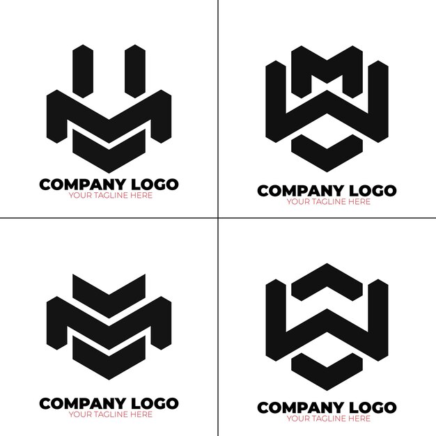 Conjunto de la plantilla de logotipo de letra inicial abstracta M.