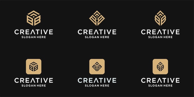 Conjunto de plantilla de logotipo de letra inicial bb de colección