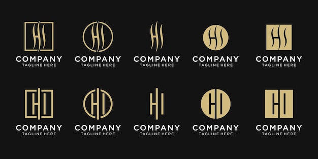 Conjunto de plantilla de logotipo de letra inicial creativa