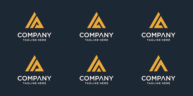 Conjunto de plantilla de logotipo de letra inicial ia. iconos para negocios deportivos, automotrices, simples. Vector