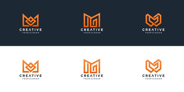 Conjunto de plantilla de logotipo de letra inicial m de colección